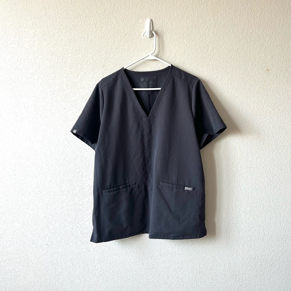 Figs dark grey charcoal scrub top